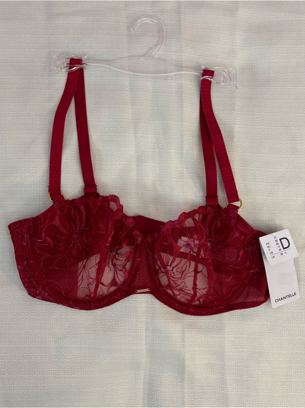 NEW Chantelle Fleurs Demi Bra - Candy Apple Shades Sz 36D NWT | Chantelle Bra - - Picture 7 of 13
